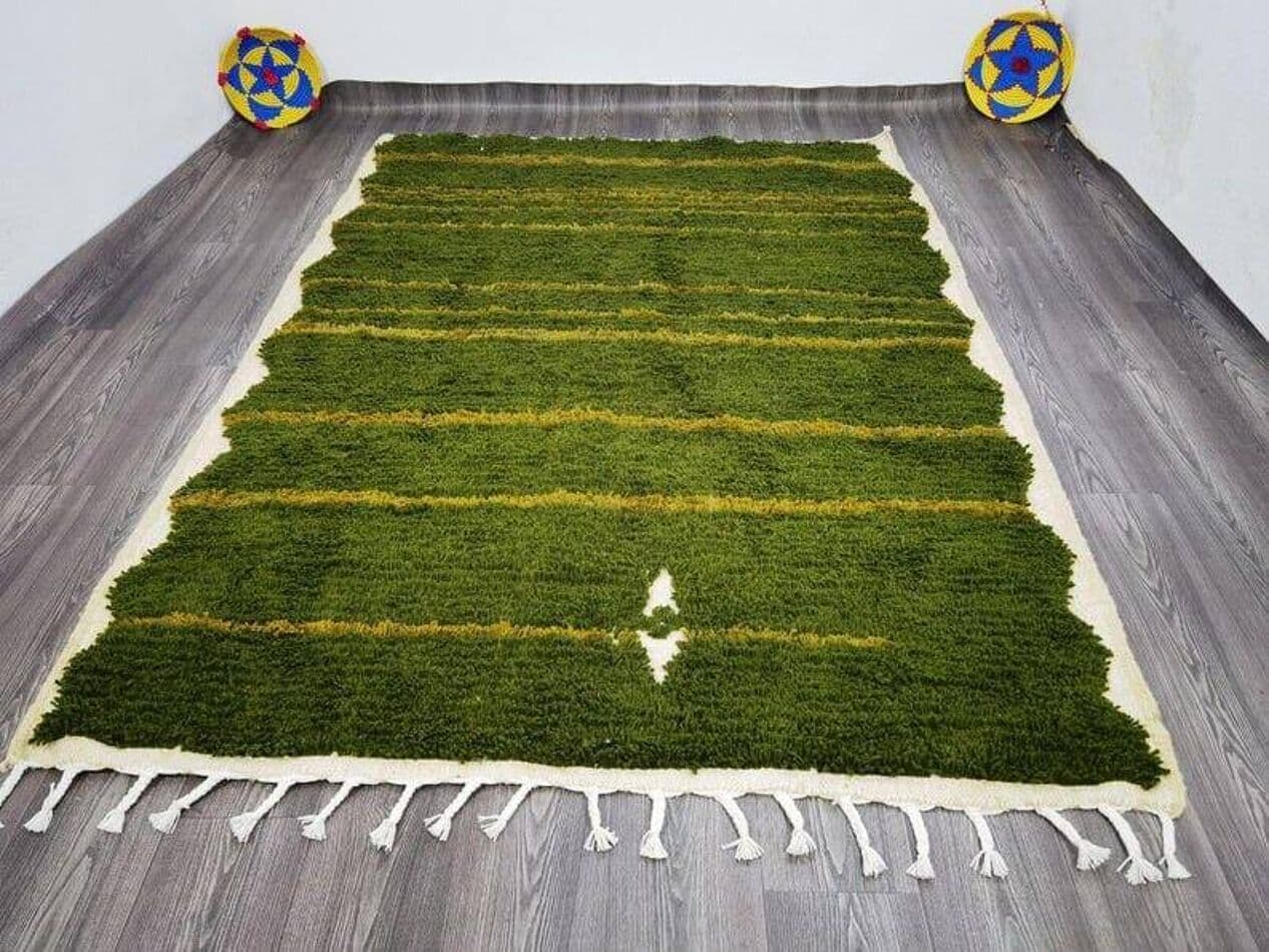 Handwoven rug 150x250 cm, wool, olive, Morocco - 209170