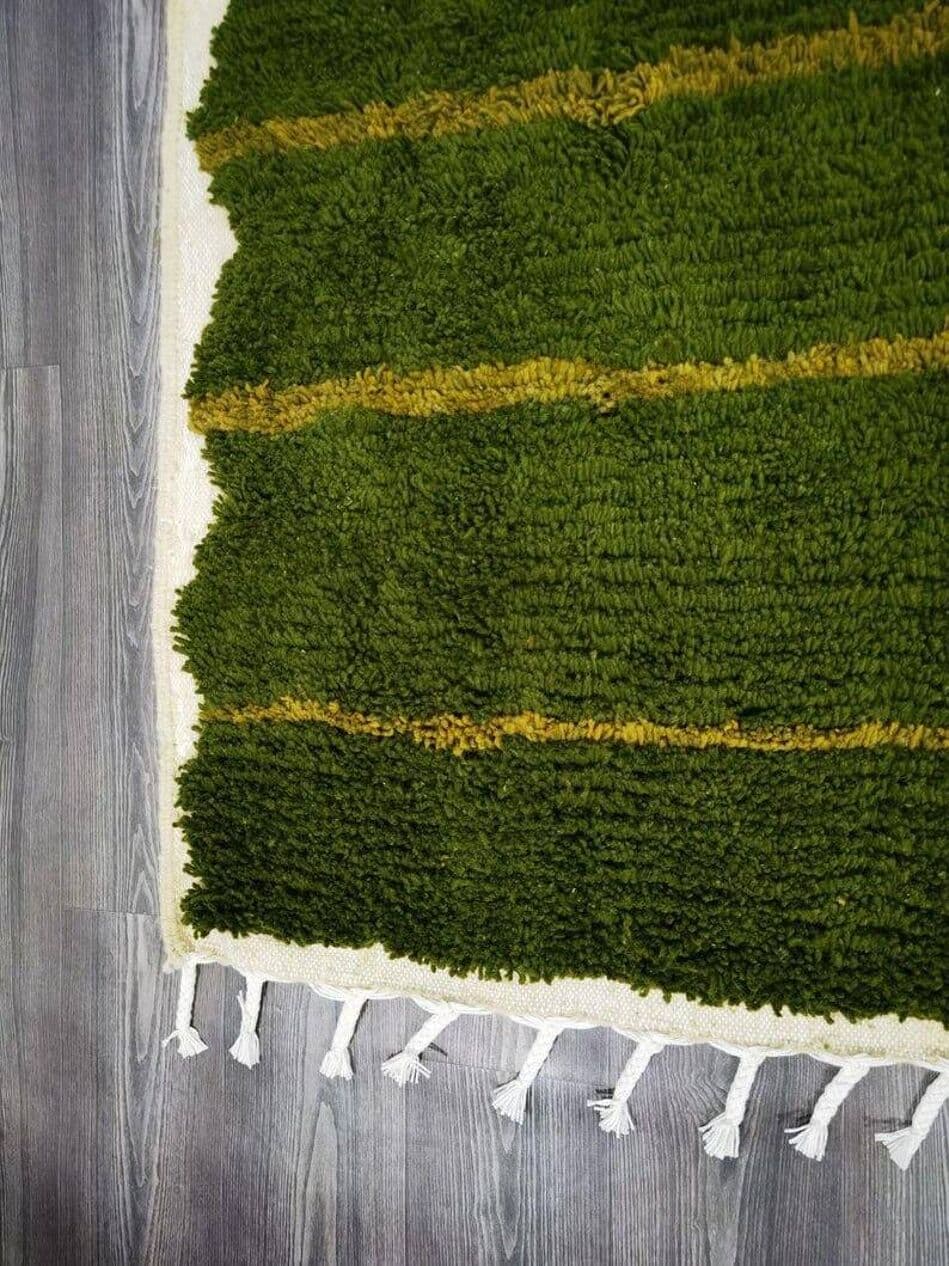 Handwoven rug 150x250 cm, wool, olive, Morocco - 209168