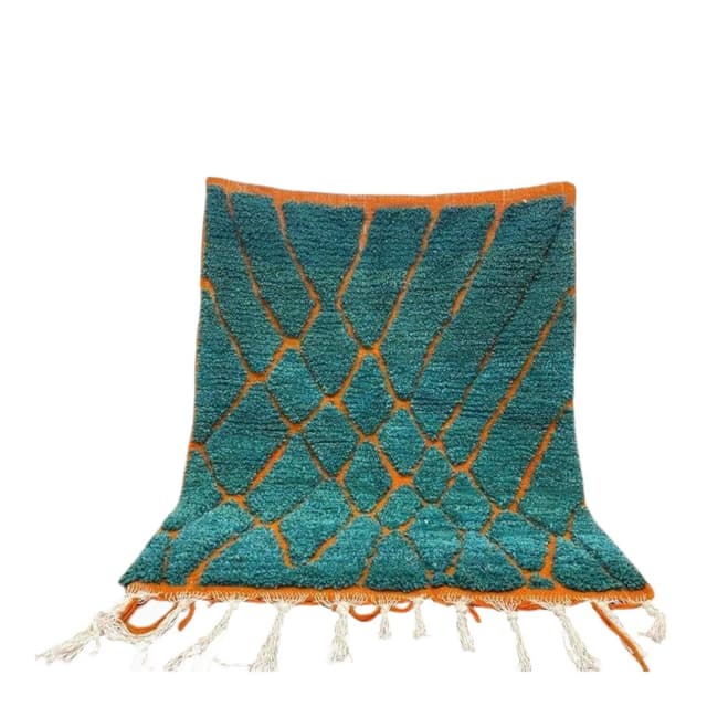 Handwoven rug 140x260 cm, wool, turquoise, Morocco - DIMENSION