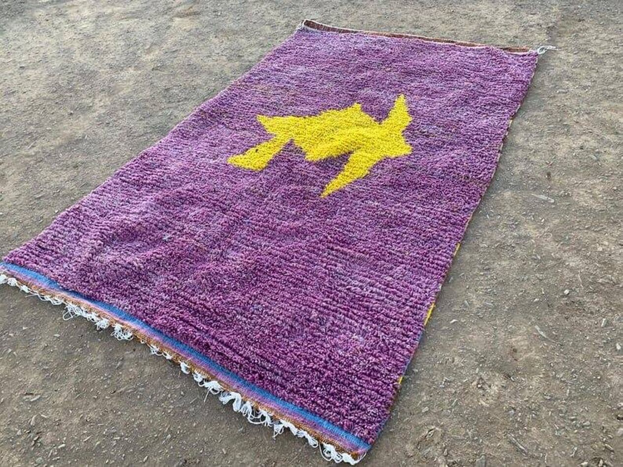 Handwoven rug 140x260 cm, wool, violet, Morocco - 209094