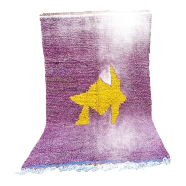 Handwoven rug 140x260 cm, wool, violet, Morocco - DIMENSION
