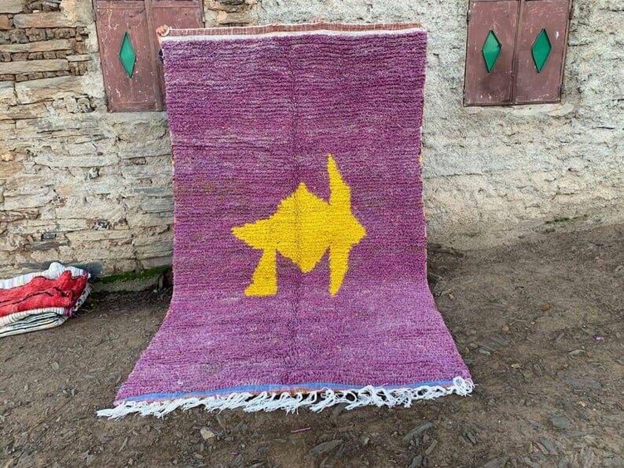 Handwoven rug 140x260 cm, wool, violet, Morocco - 209095