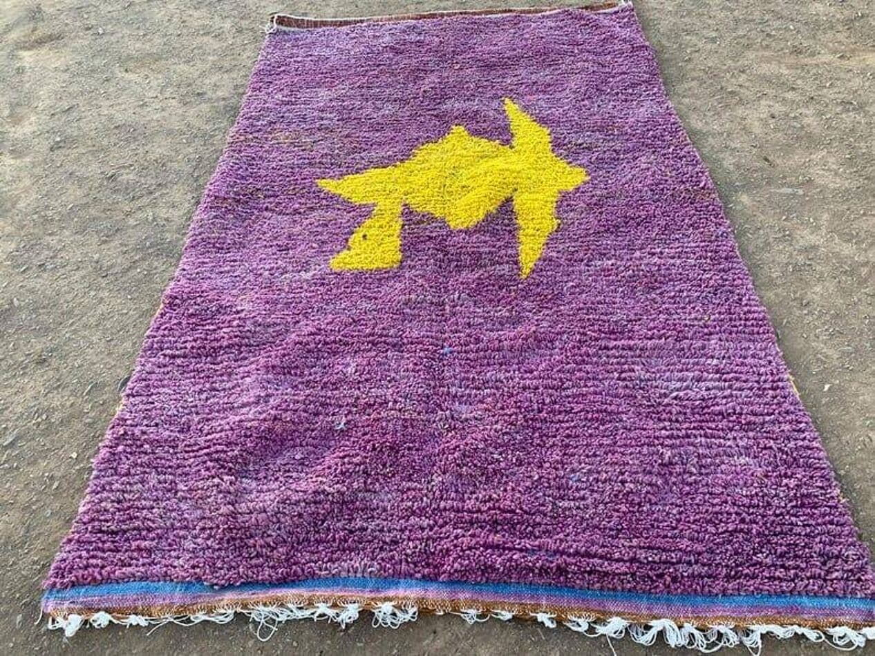 Handwoven rug 140x260 cm, wool, violet, Morocco - 209091