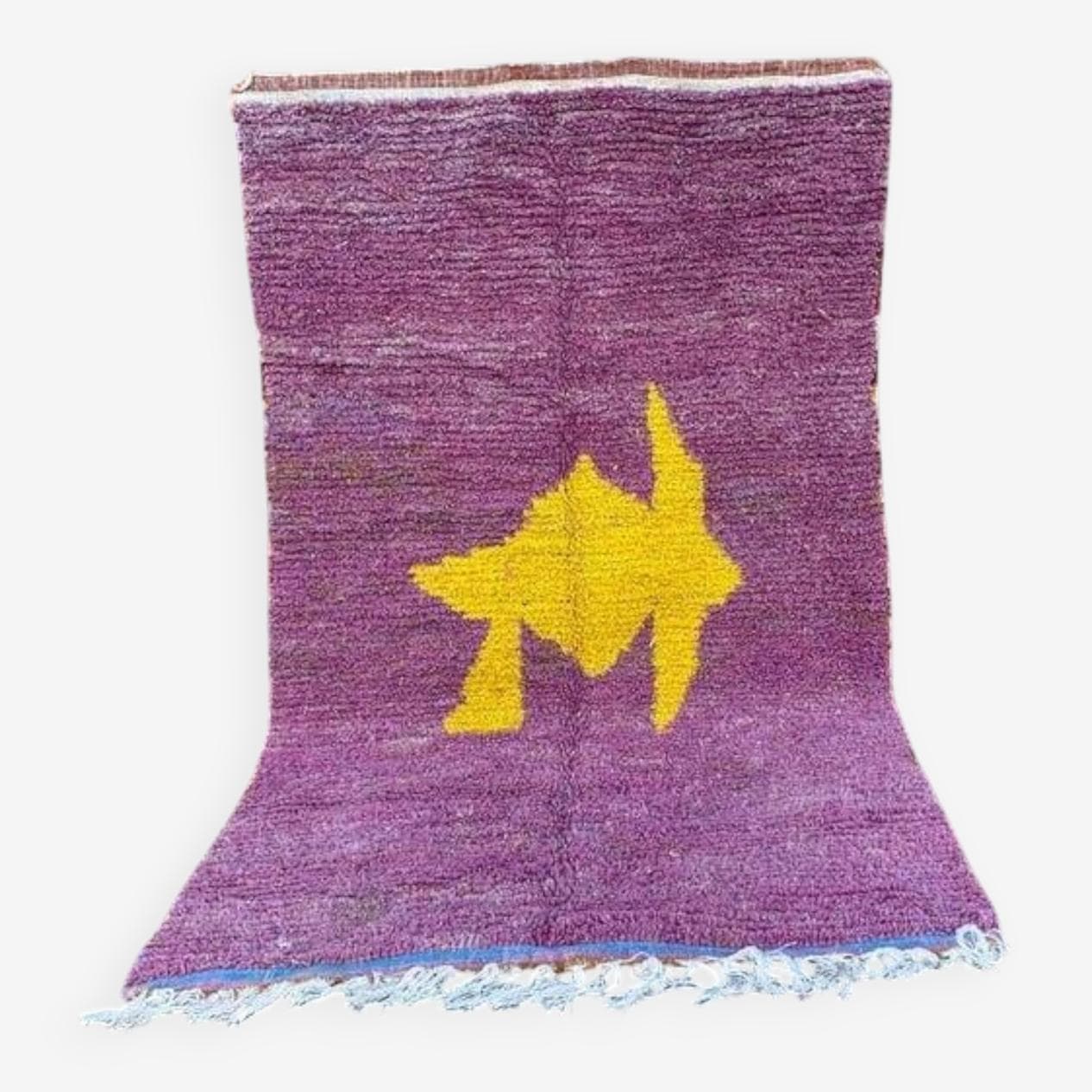 Handwoven rug 140x260 cm, wool, violet, Morocco - 209090