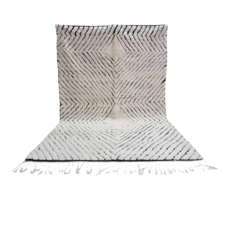 Handwoven rug 140x260 cm, wool, white, black, Morocco