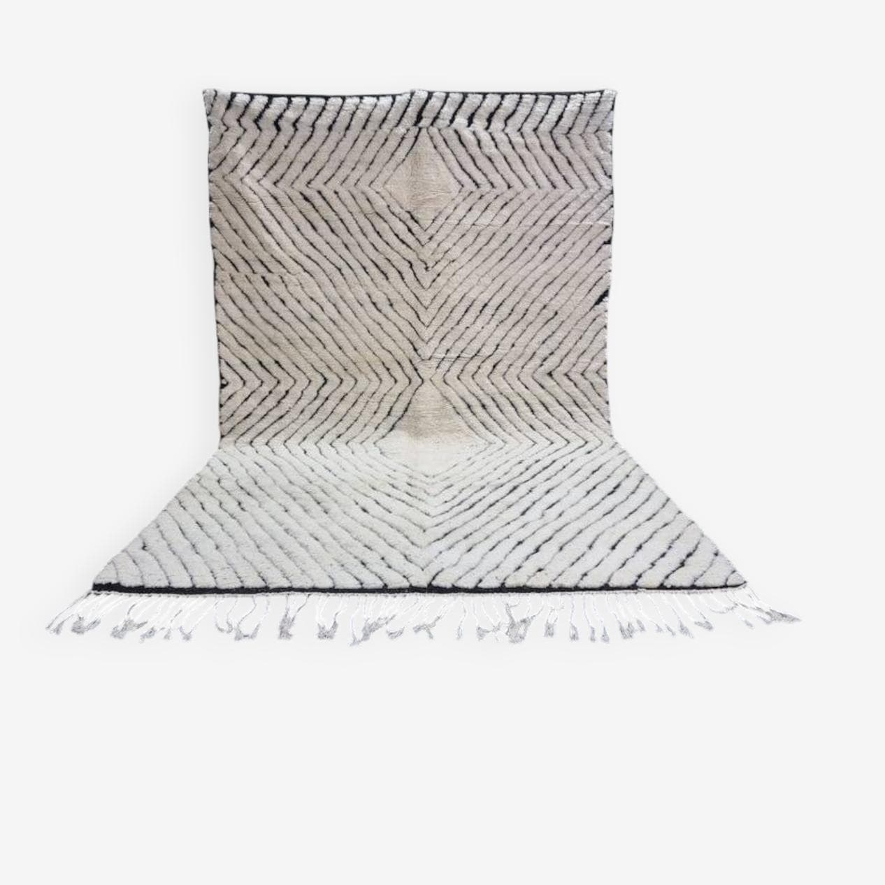 Handwoven rug 140x260 cm, wool, white, black, Morocco - 209069