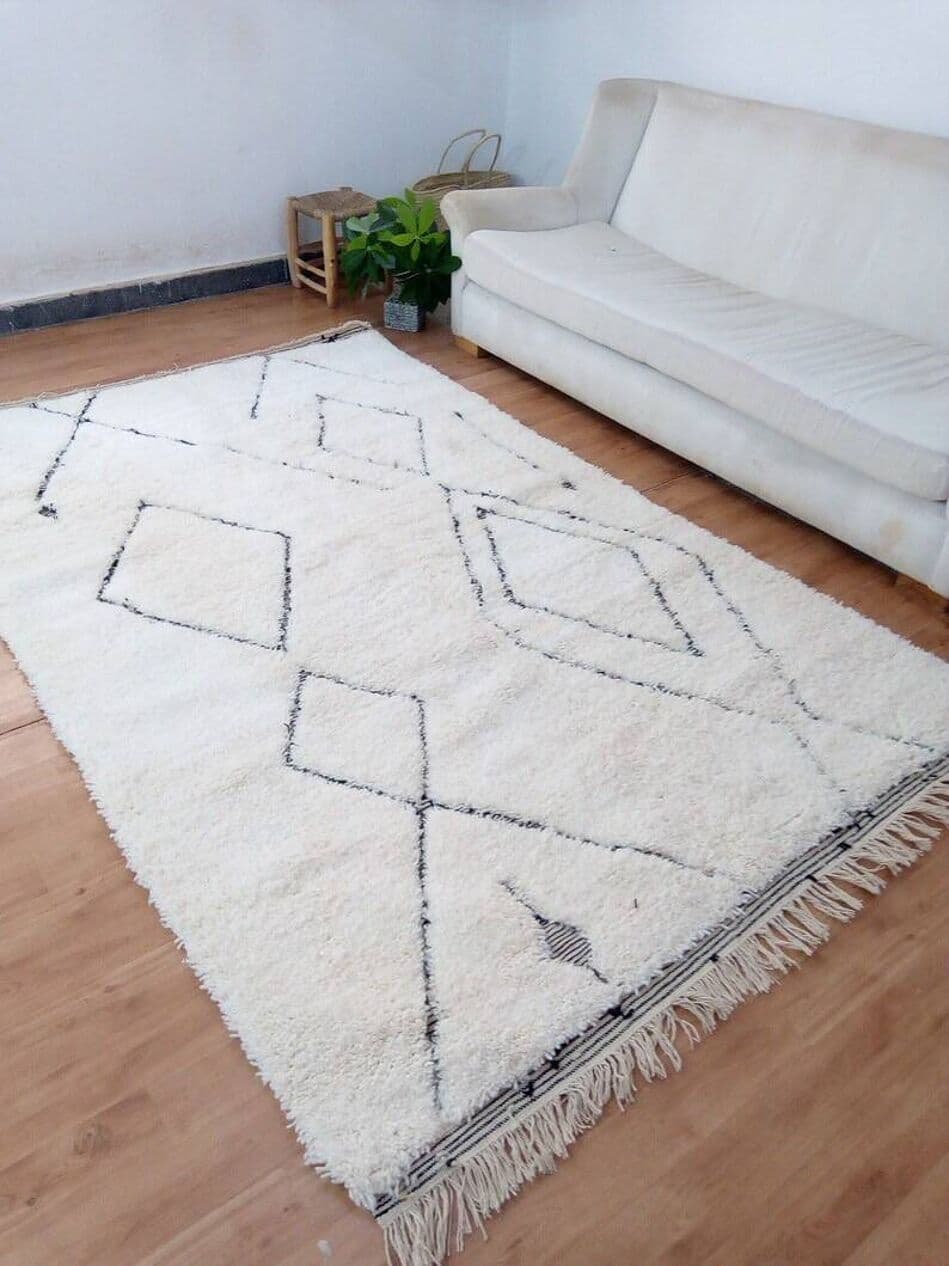 Ręcznie tkany dywan 160x250 cm, wełna, biały, Maroko - 209020