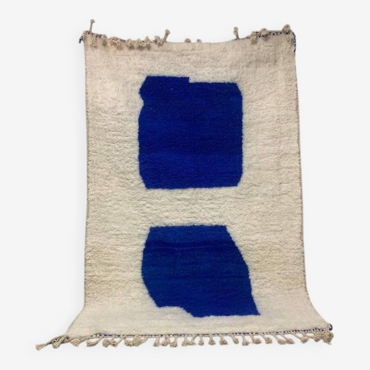 Ręcznie tkany dywan 100x200 cm, wełna, biały, niebieski, Maroko - 209012