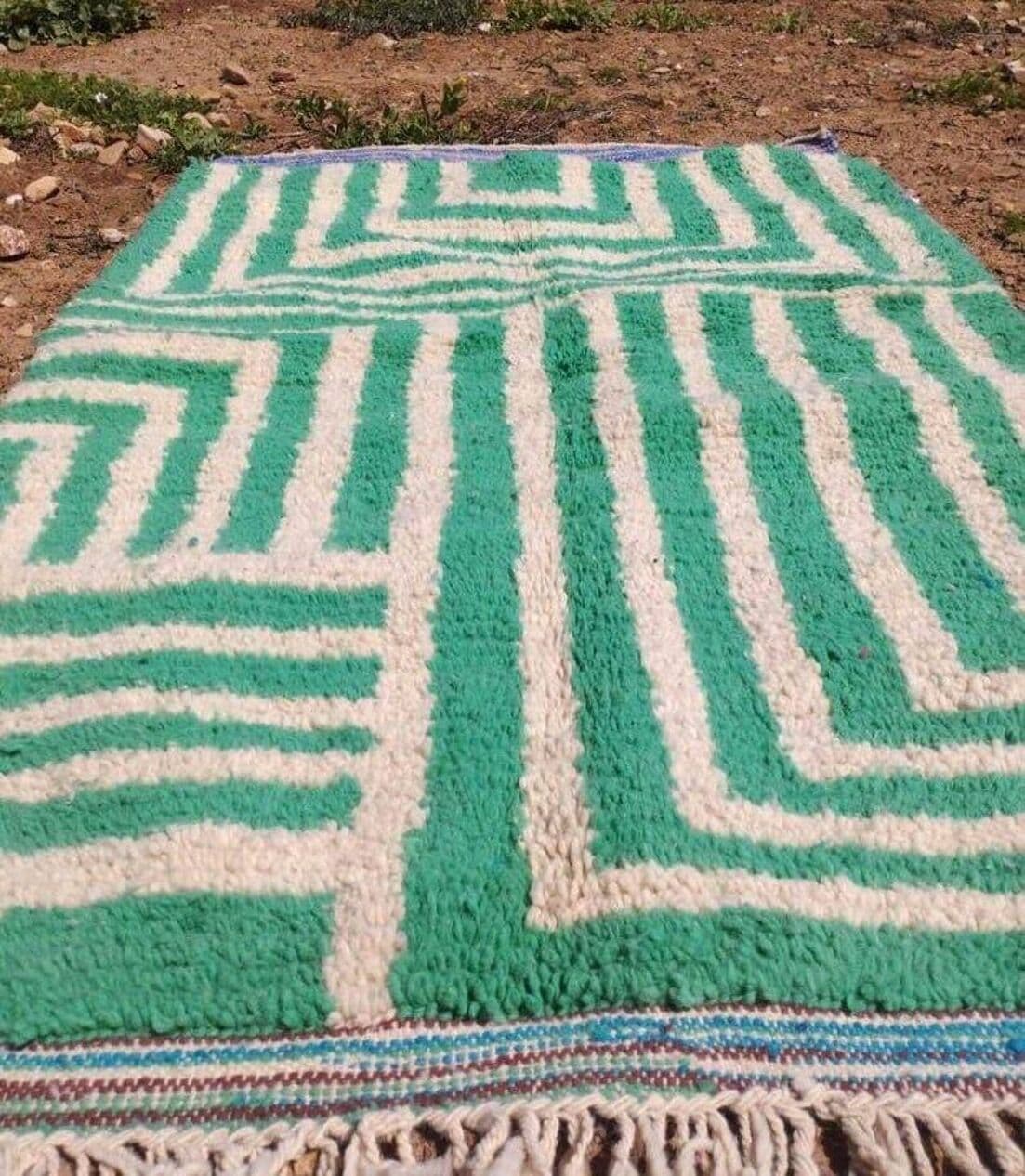 Ręcznie tkany dywan 150x250 cm, wełna, zielony, Maroko - 209004