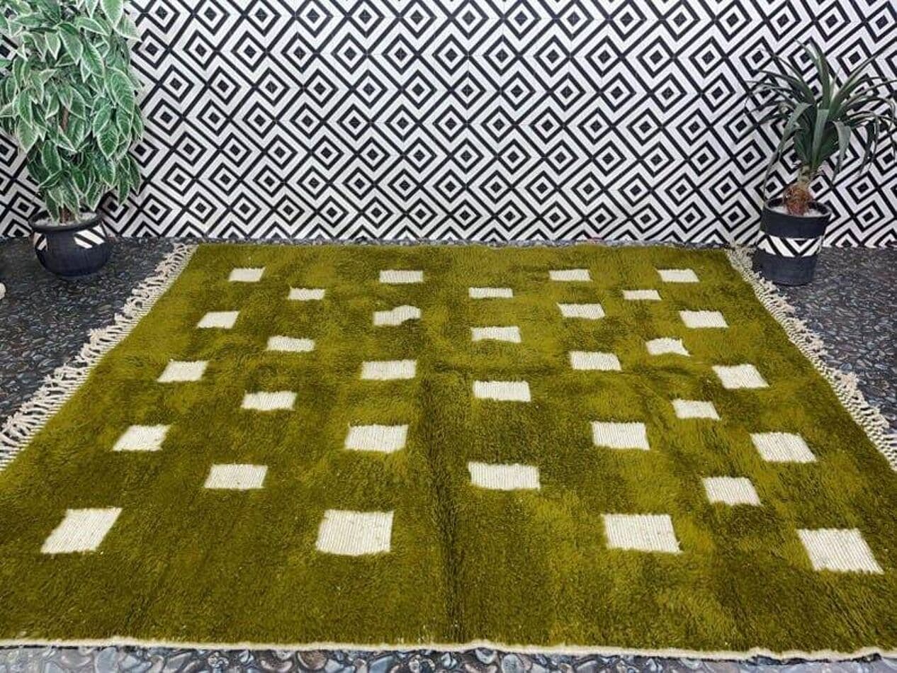 Ręcznie tkany dywan 150x250 cm, wełna, zielony, Maroko - 208961