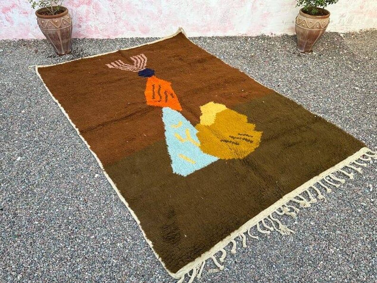 Ręcznie tkany dywan 140x260 cm, wełna, multikolor, Maroko - 208930