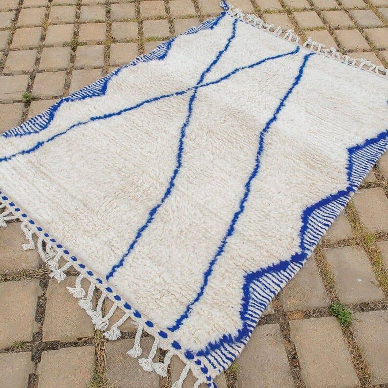 Ręcznie tkany dywan 200x300 cm, wełna, niebieski, Maroko - 208858