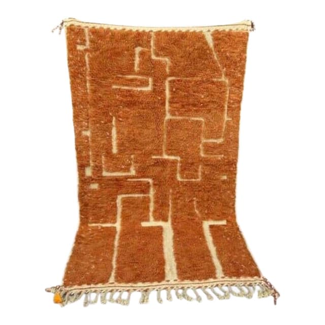 Ręcznie tkany dywan 150x250 cm, wełna, pomarańczowy, kość słoniowa, Maroko - WYMIARY
