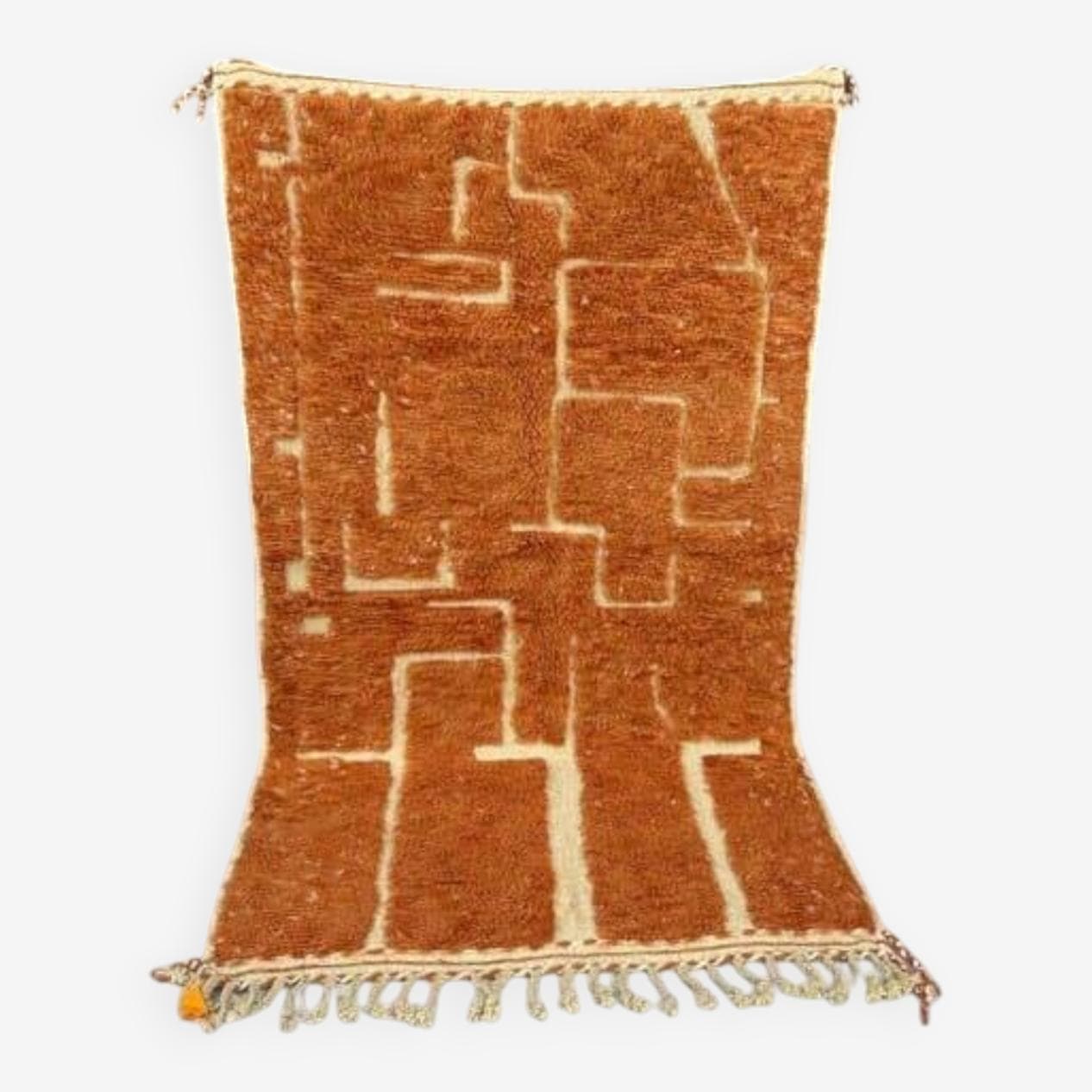 Ręcznie tkany dywan 150x250 cm, wełna, pomarańczowy, kość słoniowa, Maroko - 208833