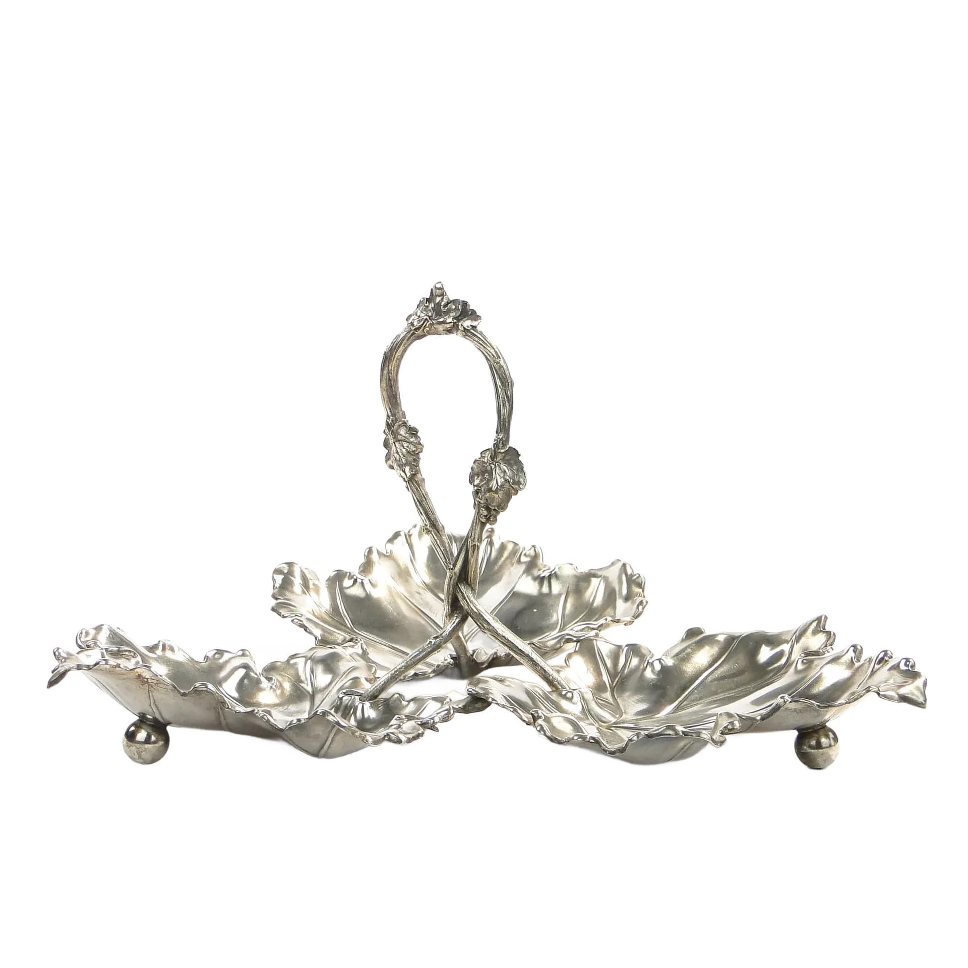Art Nouveau Three-Part Centerpiece, silver brass, Albrecht Kohler, Austria, early 20th c.