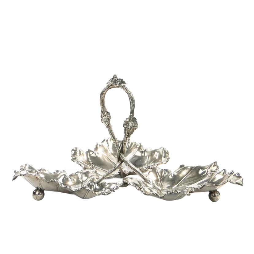 Art Nouveau Three-Part Centerpiece, silver brass, Albrecht Kohler, Austria, early 20th c.