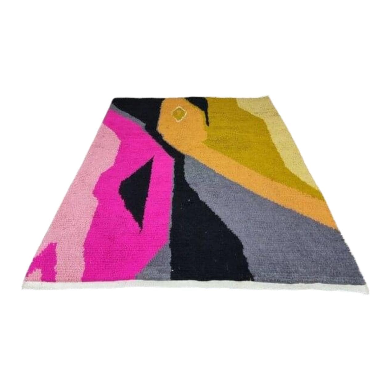 Ręcznie tkany dywan 150x250 cm, wełna, różowy, żółty, czarny, szary, kość słoniowa, Maroko