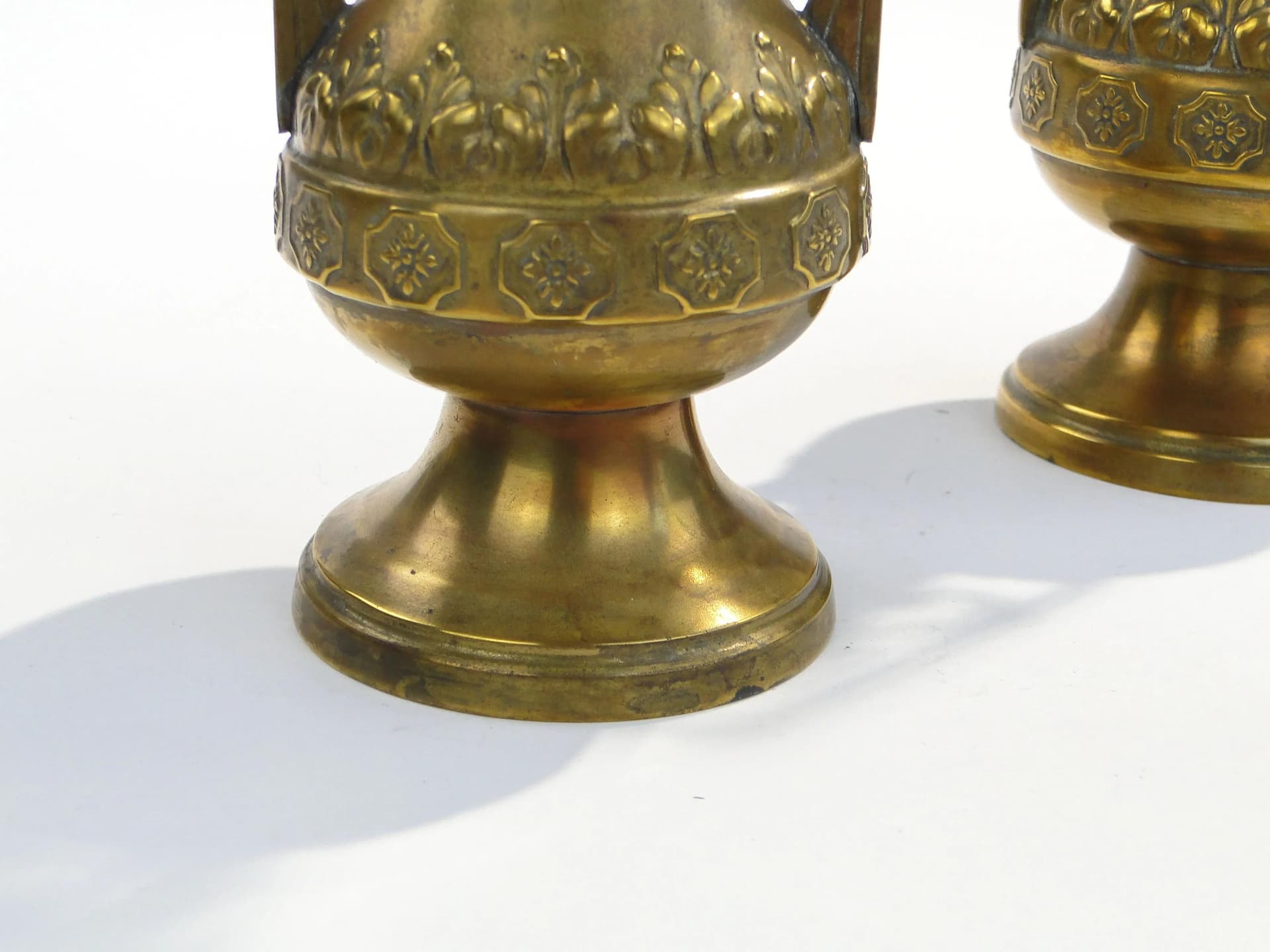 Mosiężne secesyjne wazony z wkładami szklanymi, Austro-Węgry, lata 1900 - 15137