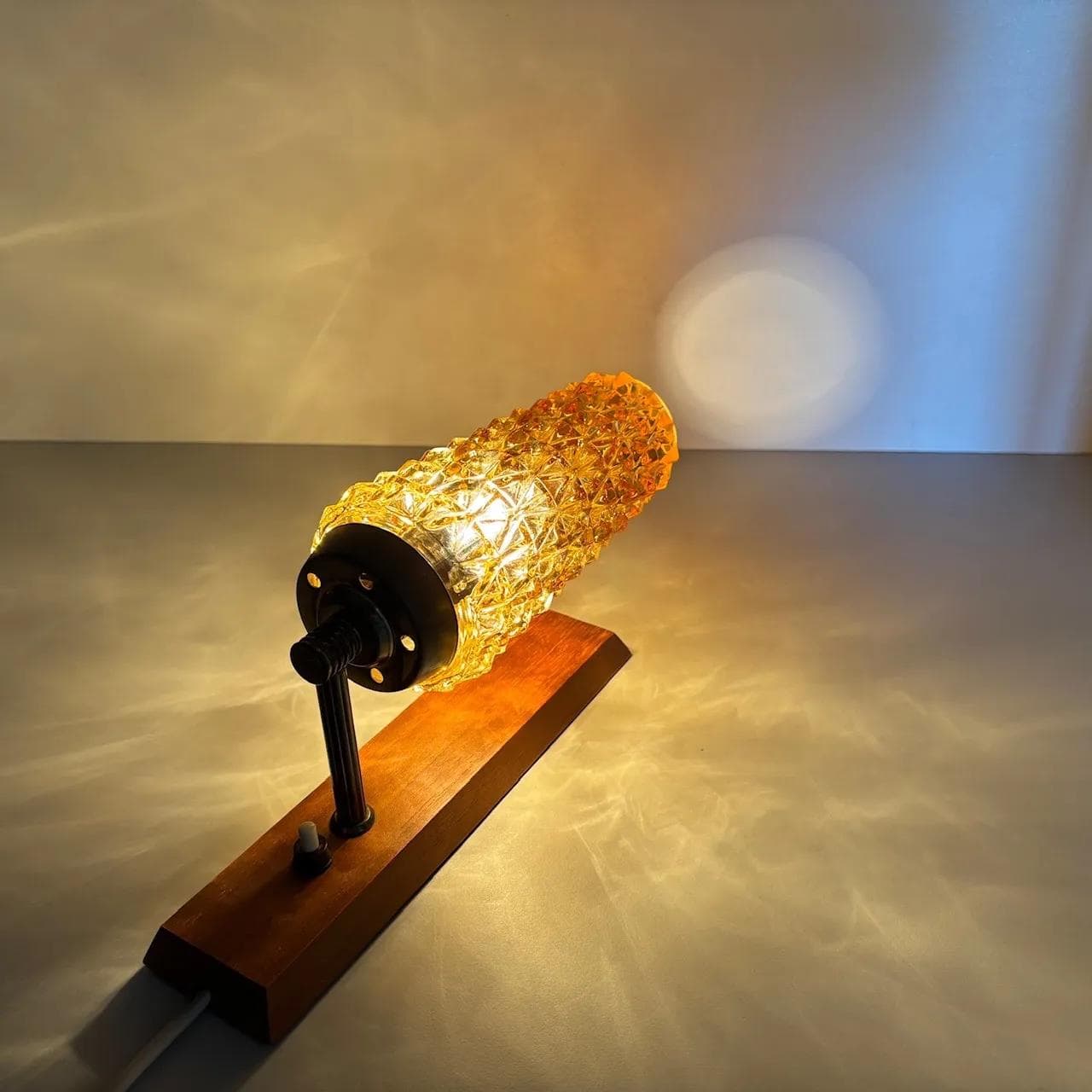 Pair of wall sconces, teak, amber glass, Denmark, 1970s. - 15073