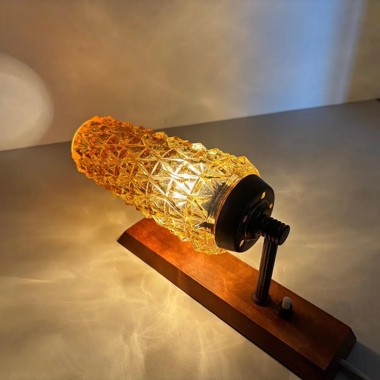 Pair of wall sconces, teak, amber glass, Denmark, 1970s. - 15072