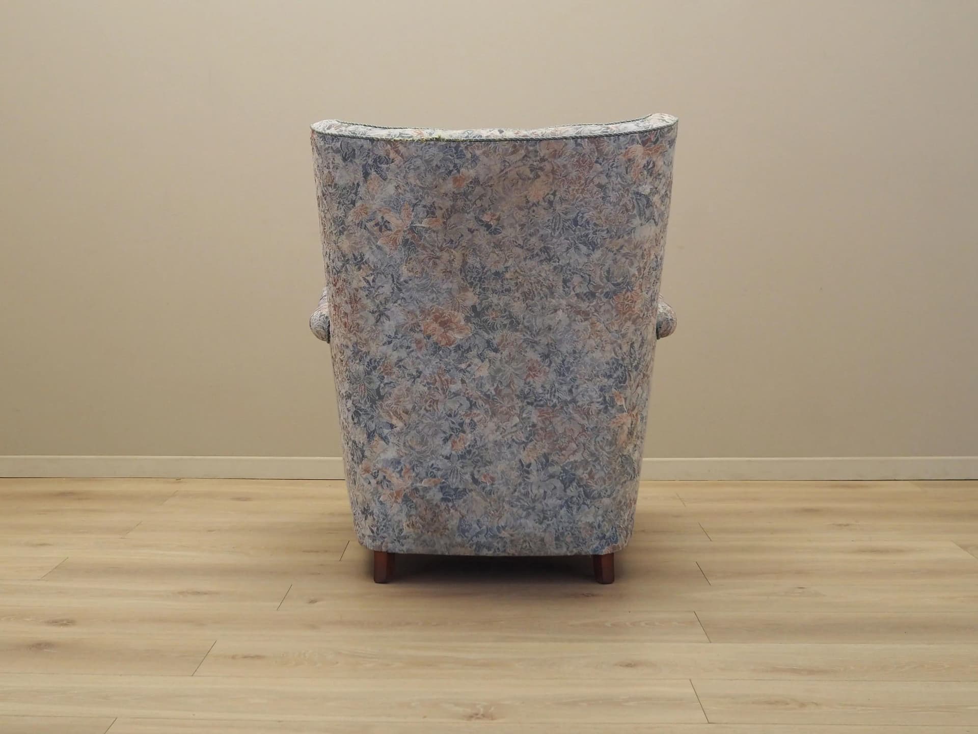 Lounge armchair, Scandinavian, multicolor, fabric, wood, Denmark, 1960s. - 15215