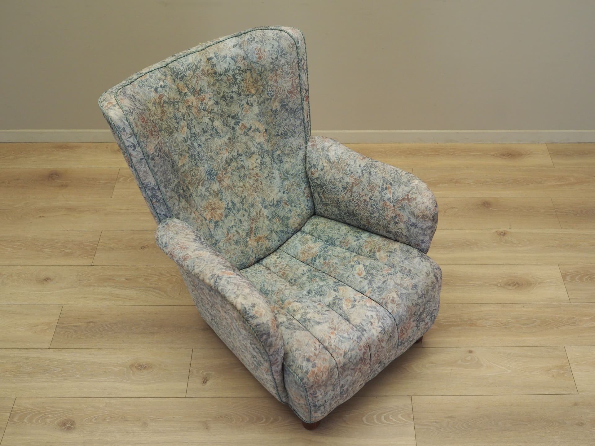 Lounge armchair, Scandinavian, multicolor, fabric, wood, Denmark, 1960s. - 77193