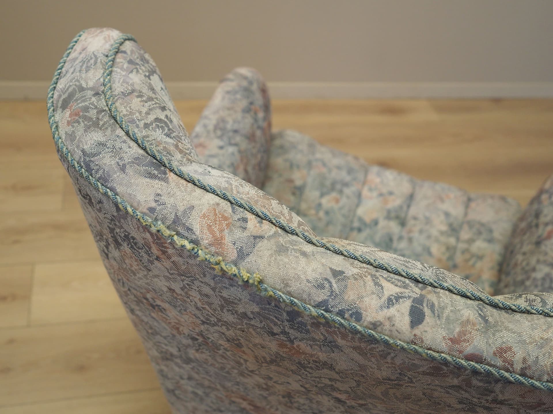 Lounge armchair, Scandinavian, multicolor, fabric, wood, Denmark, 1960s. - 77195