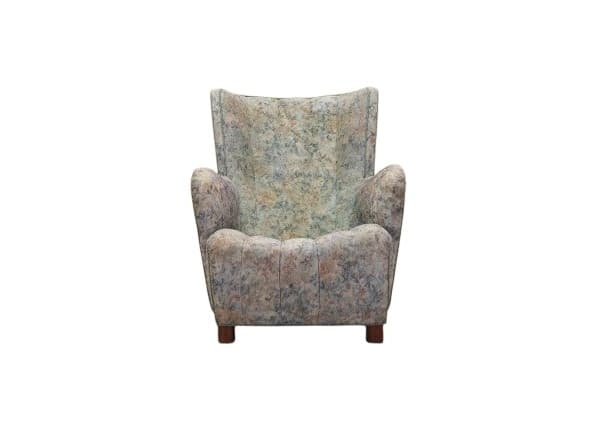 Lounge armchair, Scandinavian, multicolor, fabric, wood, Denmark, 1960s. - DIMENSION