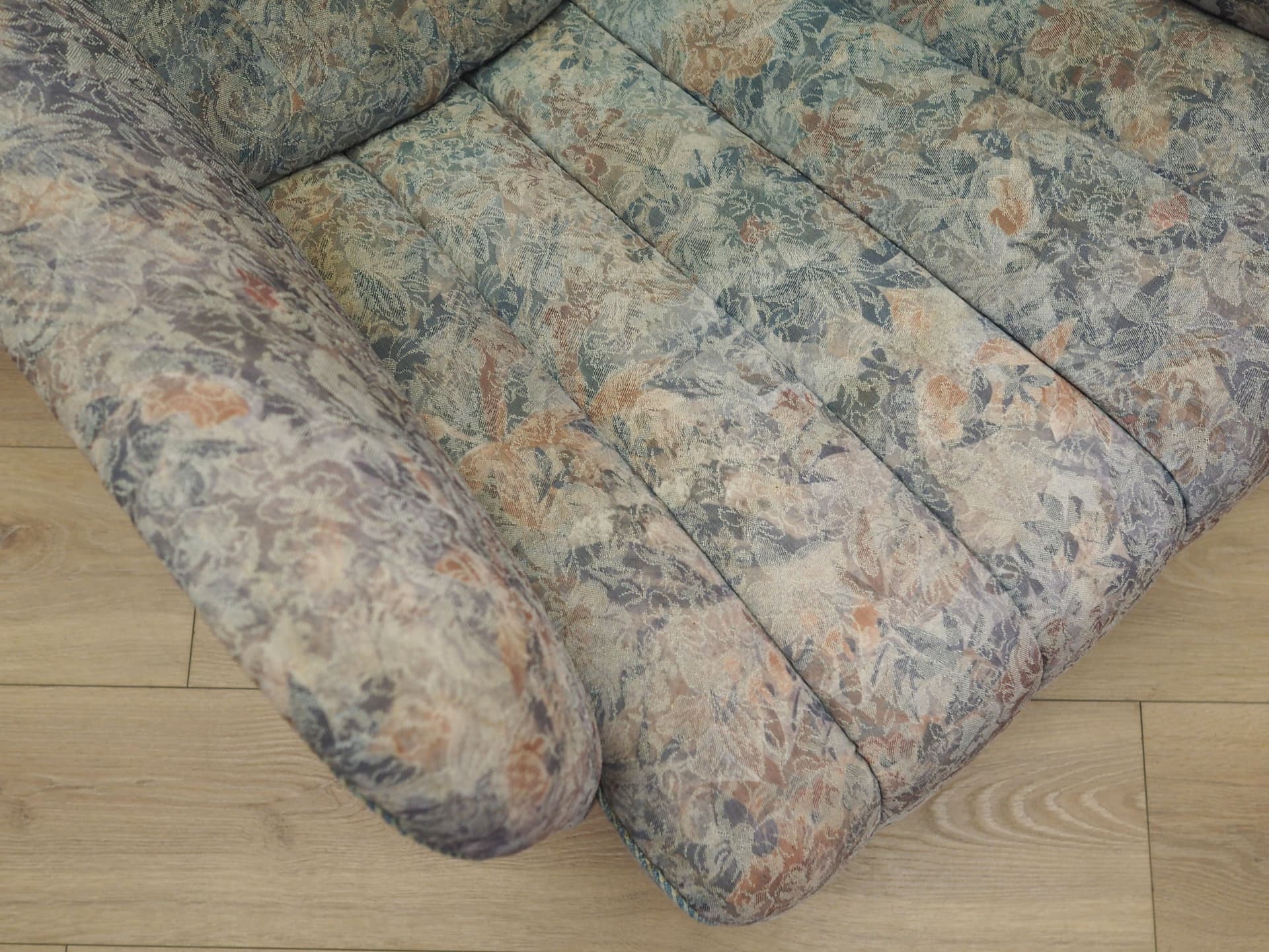 Lounge armchair, Scandinavian, multicolor, fabric, wood, Denmark, 1960s. - 77197