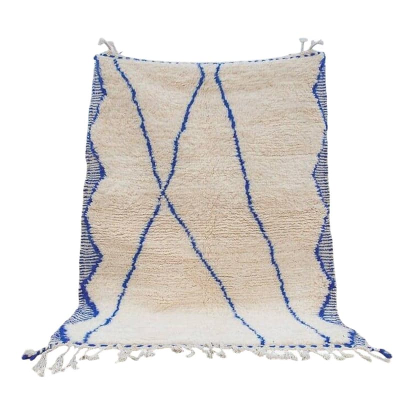 Ręcznie tkany dywan 100x200 cm, wełna, biały, Maroko