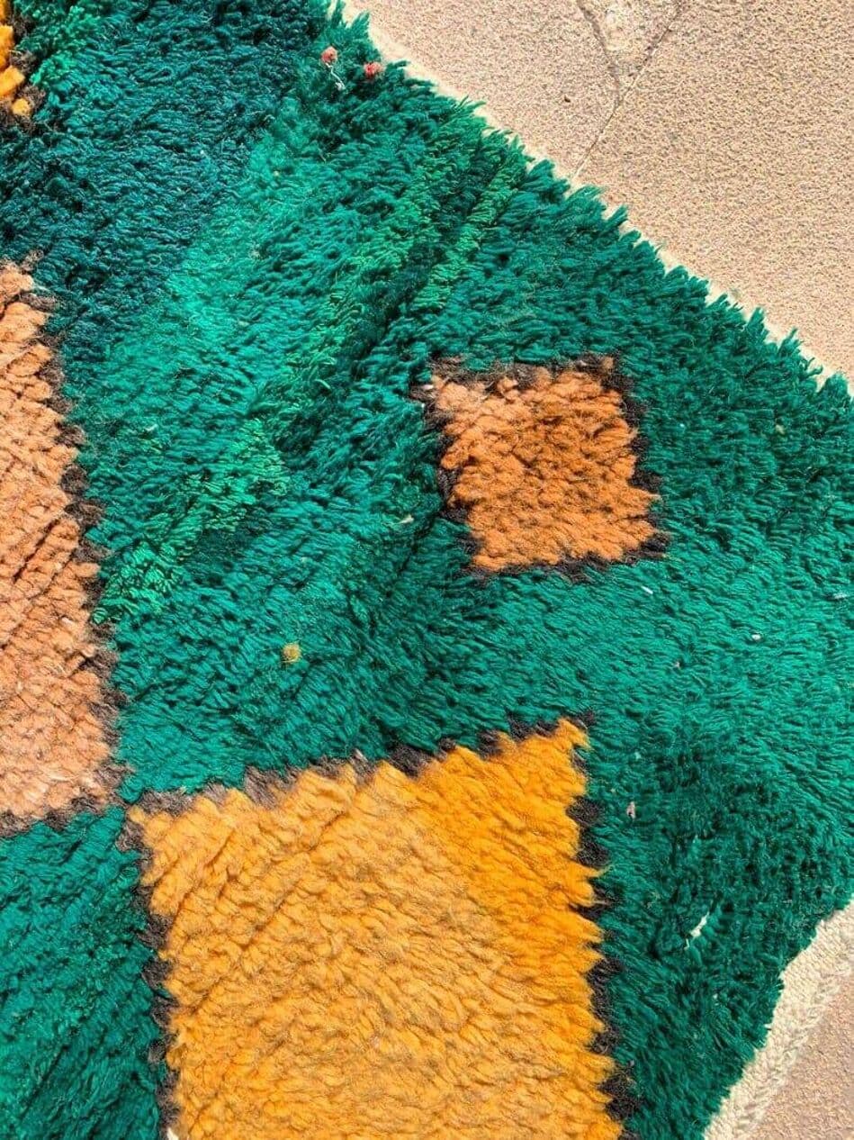 Ręcznie tkany dywan 150x250 cm, wełna, zielony, żółty, szary, beżowy, Maroko - 209185