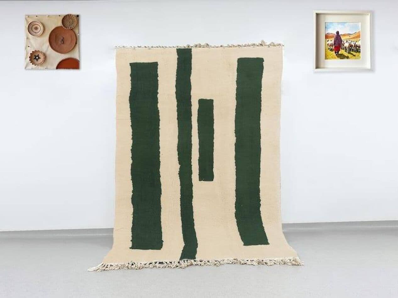 Ręcznie tkany dywan 200x300 cm, wełna, zielony, Maroko - 209571