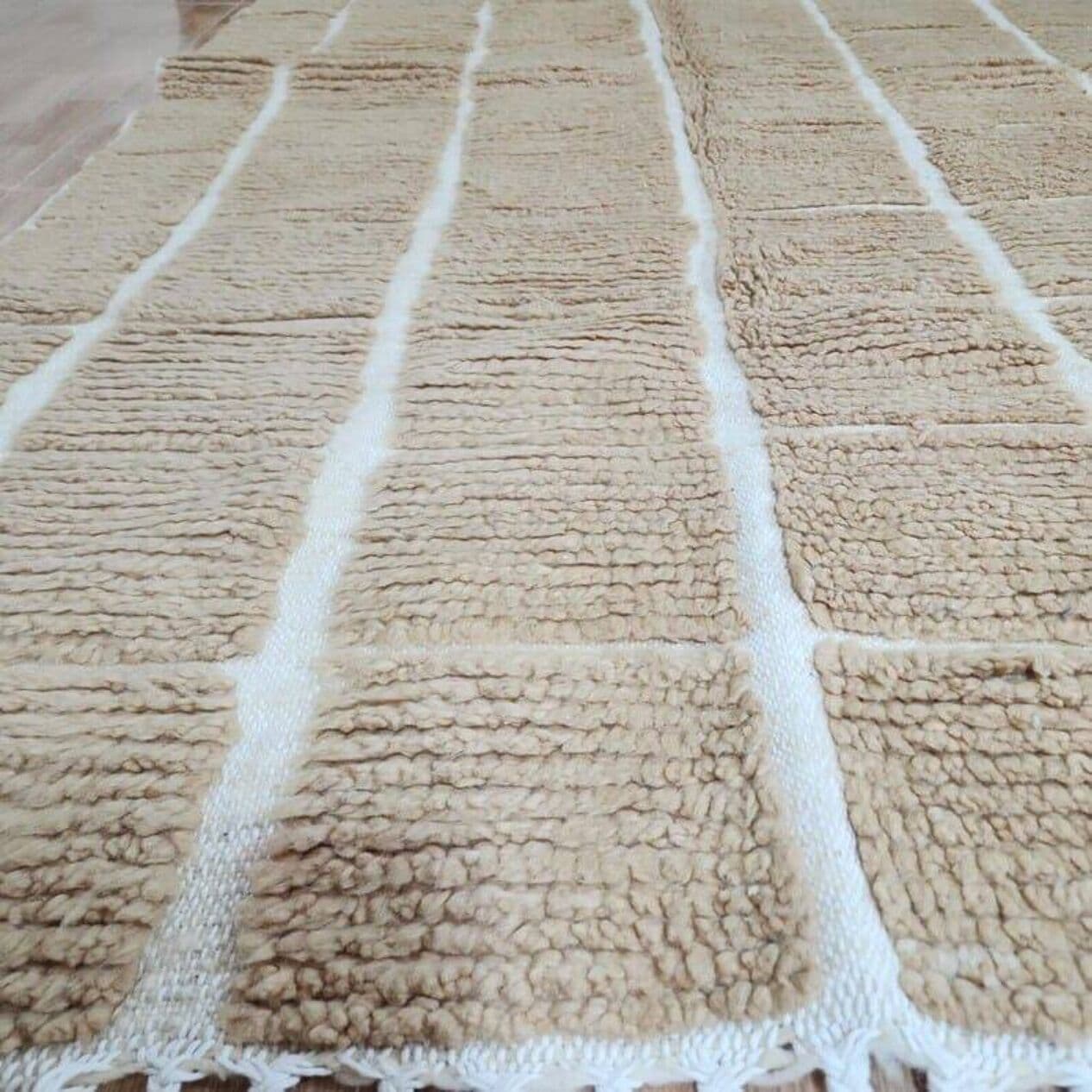 Ręcznie tkany dywan 150x250 cm, wełna, beżowy, Maroko - 209549