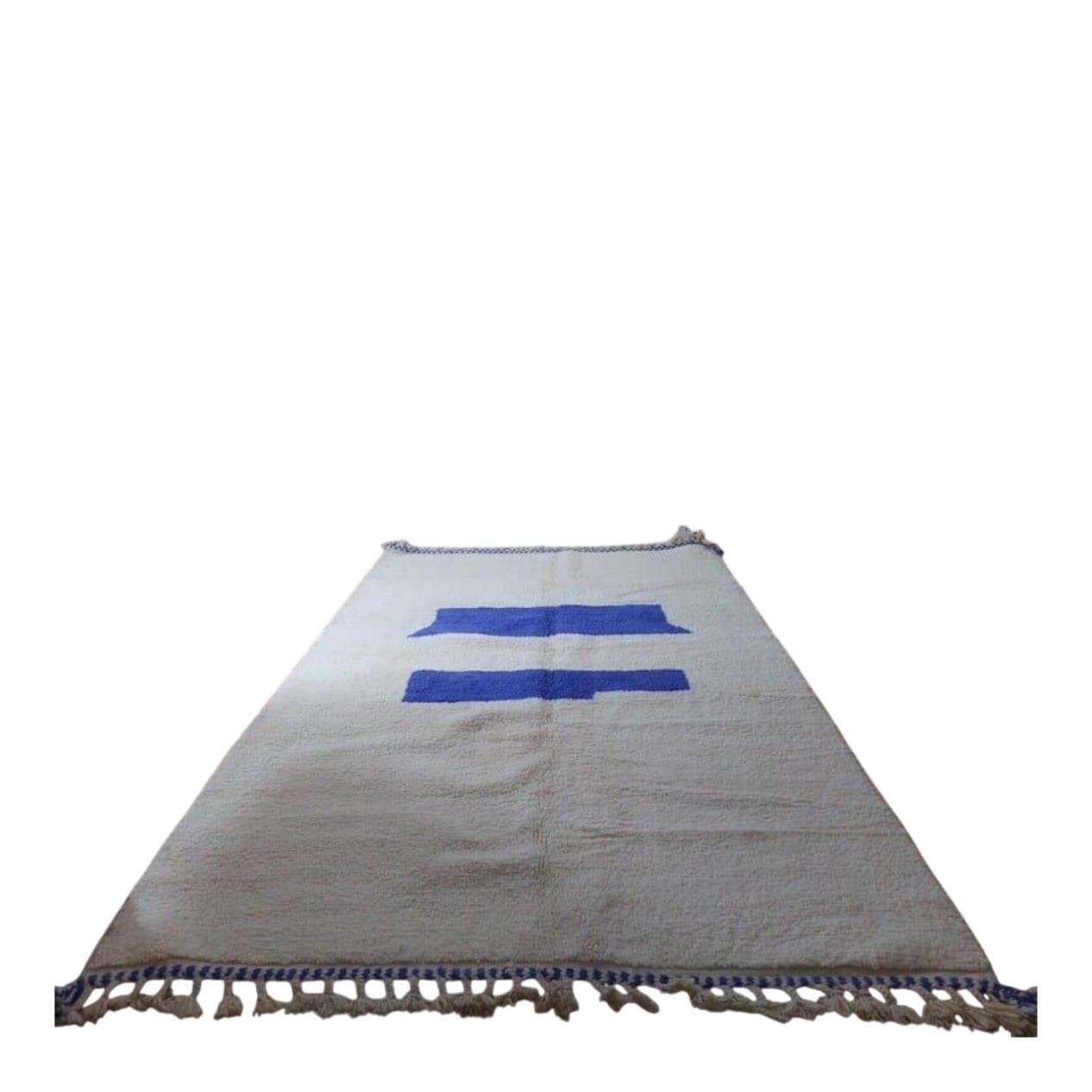 Ręcznie tkany dywan 240x160 cm, wełna, biały, niebieski, Maroko