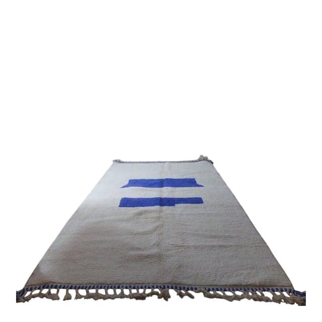 Ręcznie tkany dywan 240x160 cm, wełna, biały, niebieski, Maroko - WYMIARY