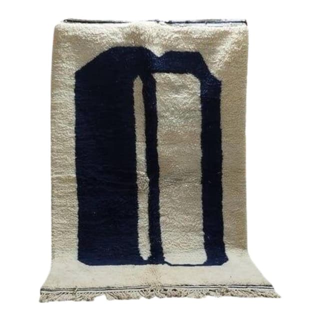 Ręcznie tkany dywan 150x250 cm, wełna, biały, granatowy, Maroko - WYMIARY