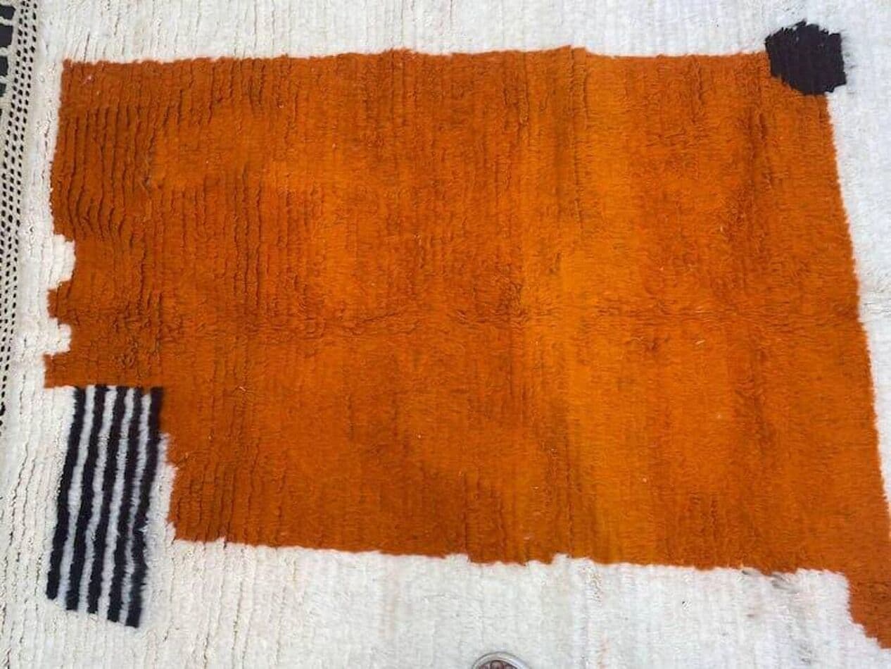 Ręcznie tkany dywan 200x300 cm, wełna, beżowy, pomarańczowy, czarny, Maroko - 209465