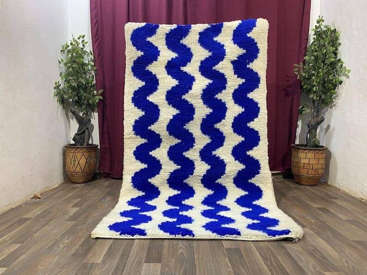 Ręcznie tkany dywan 200x300 cm, wełna, niebieski, Maroko - 209409