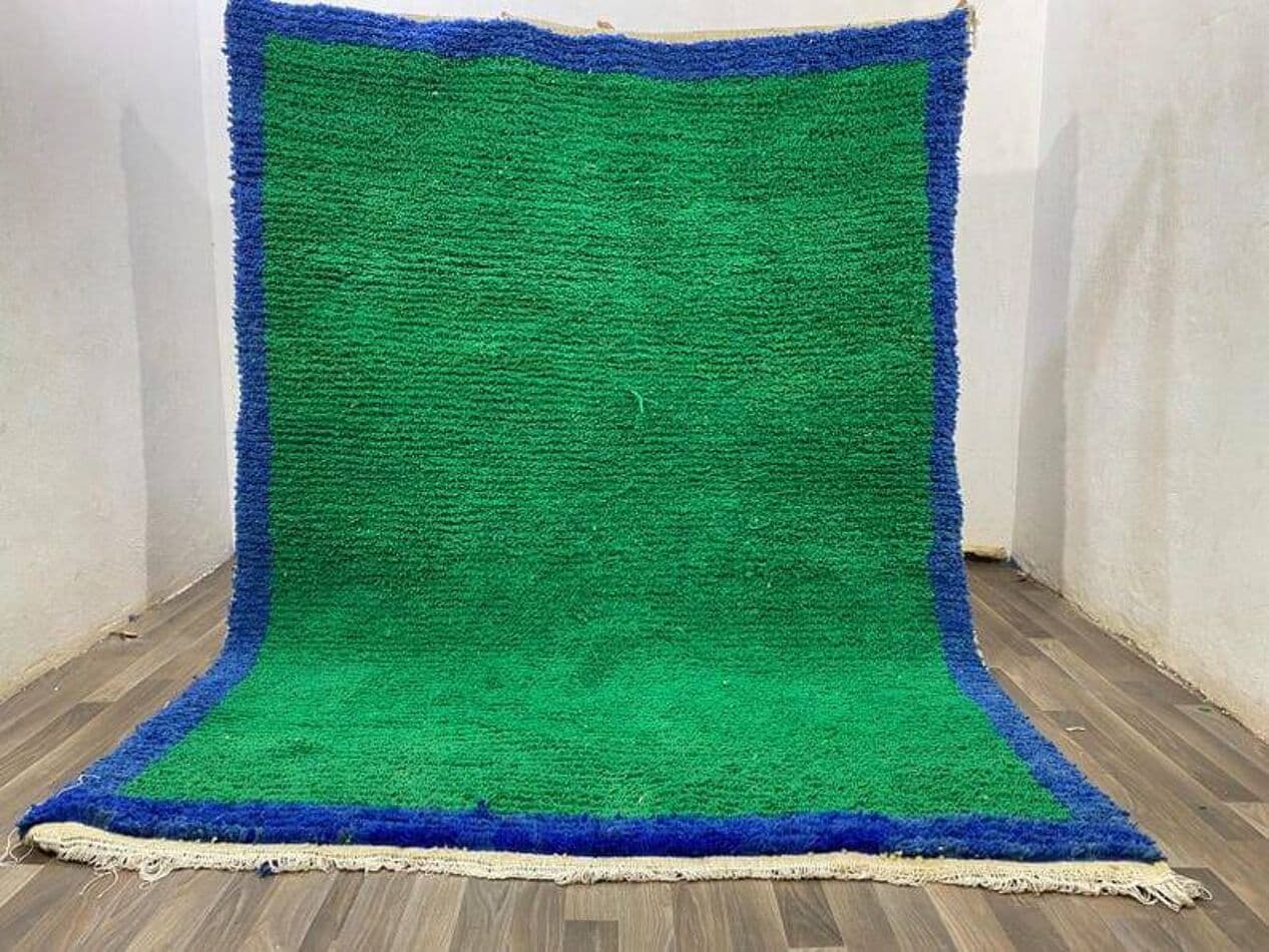 Ręcznie tkany dywan 200x300 cm, wełna, zielony, niebieski, Maroko - 209298