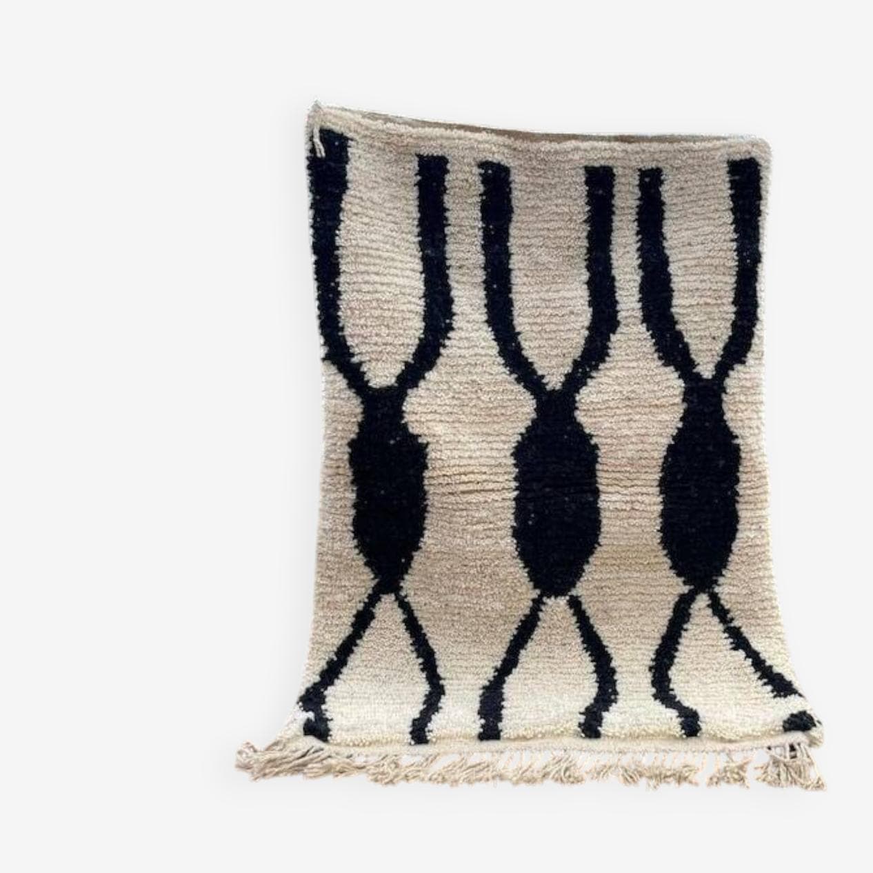 Ręcznie tkany dywan 150x250 cm, wełna, czarny, biały, Maroko - 210054