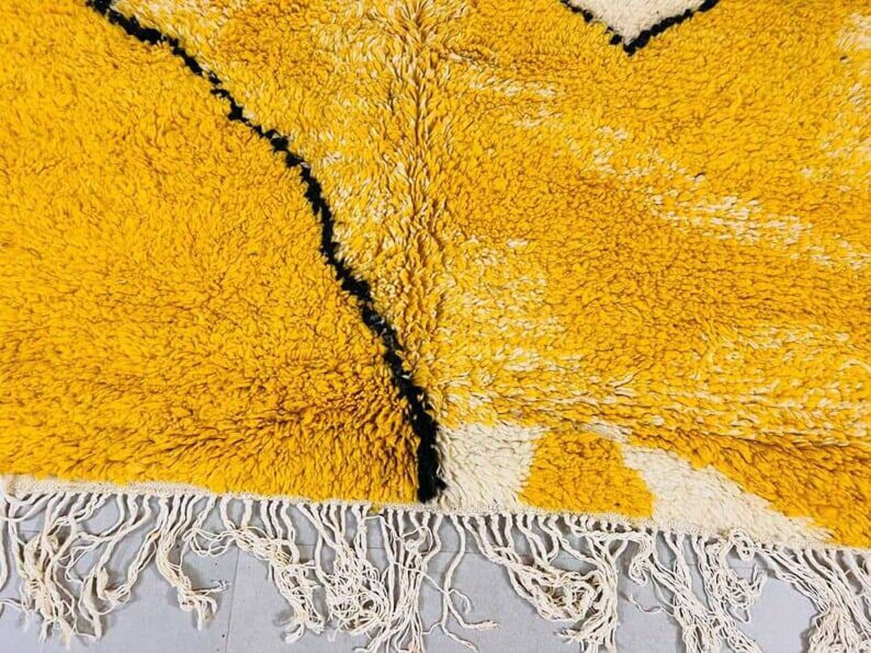 Ręcznie tkany dywan 150x250 cm, wełna, żółty, czarny, kremowy, Maroko - 210051