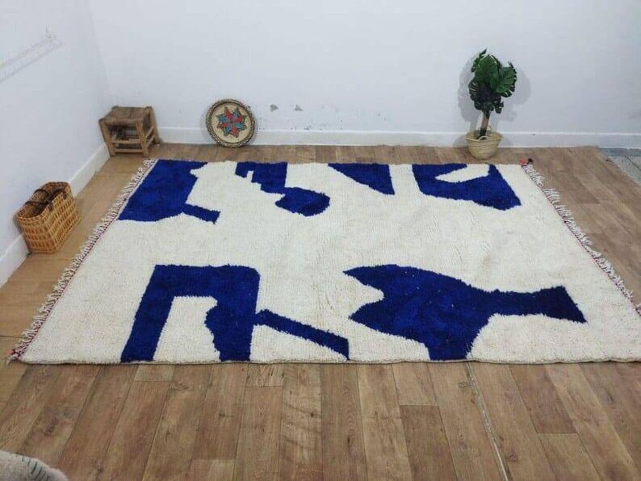 Ręcznie tkany dywan 200x300 cm, wełna, niebieski, Maroko - 209970