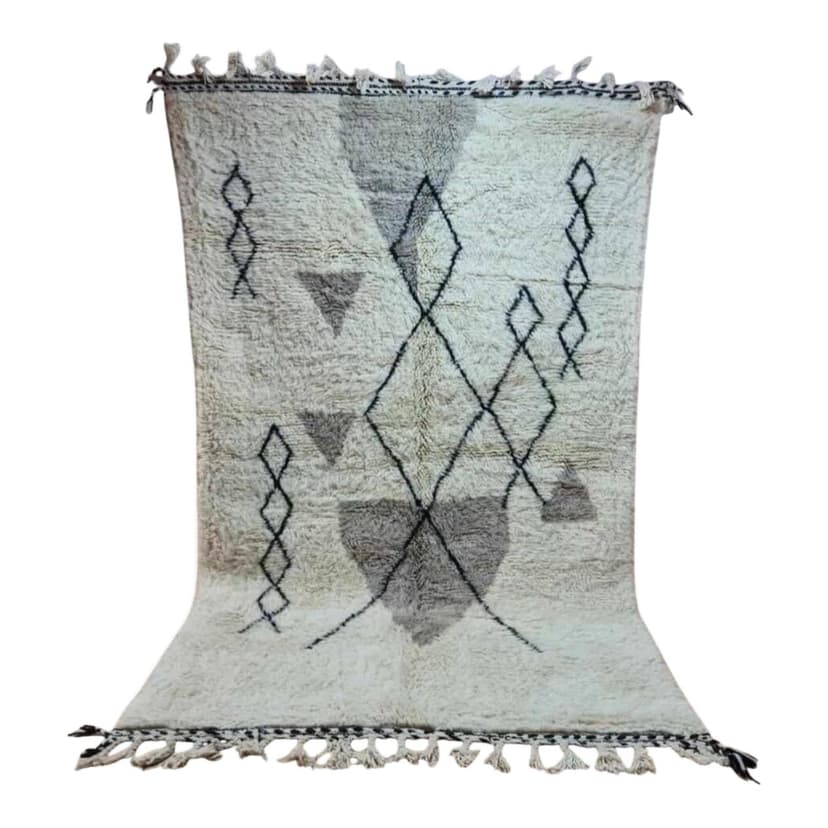 Dywan berberyjski ręcznie tkany wełna 250x150 cm kremowobiały, Maroko