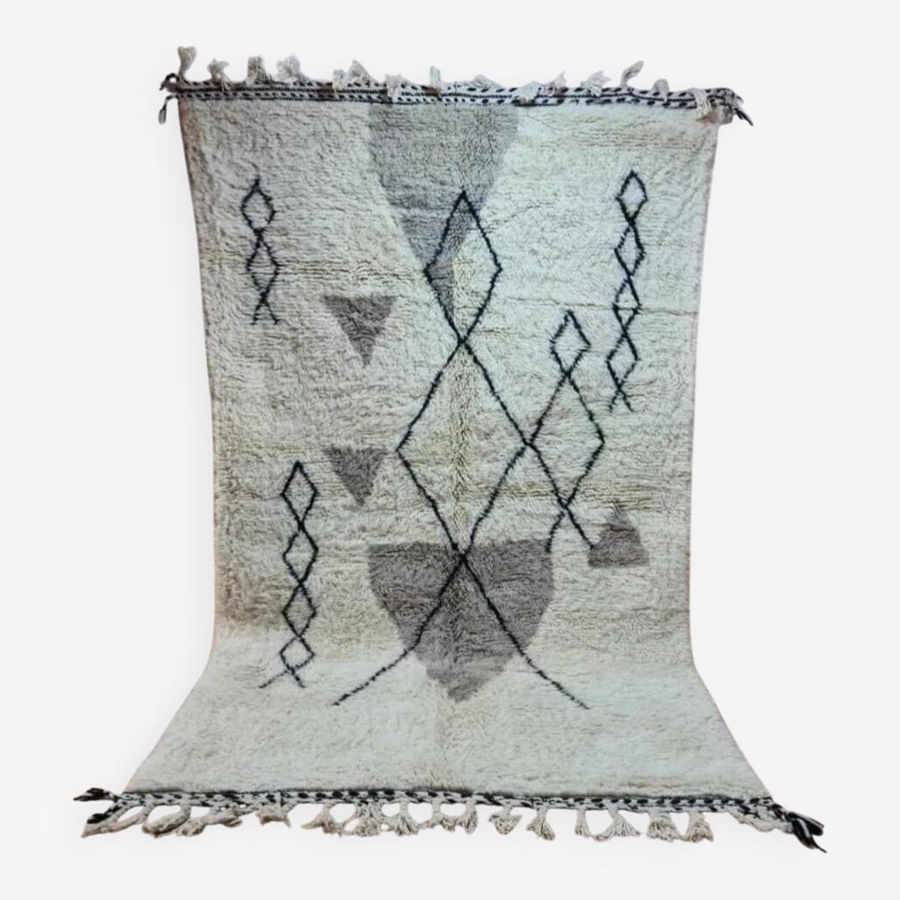 Dywan berberyjski ręcznie tkany wełna 250x150 cm kremowobiały, Maroko - 209958