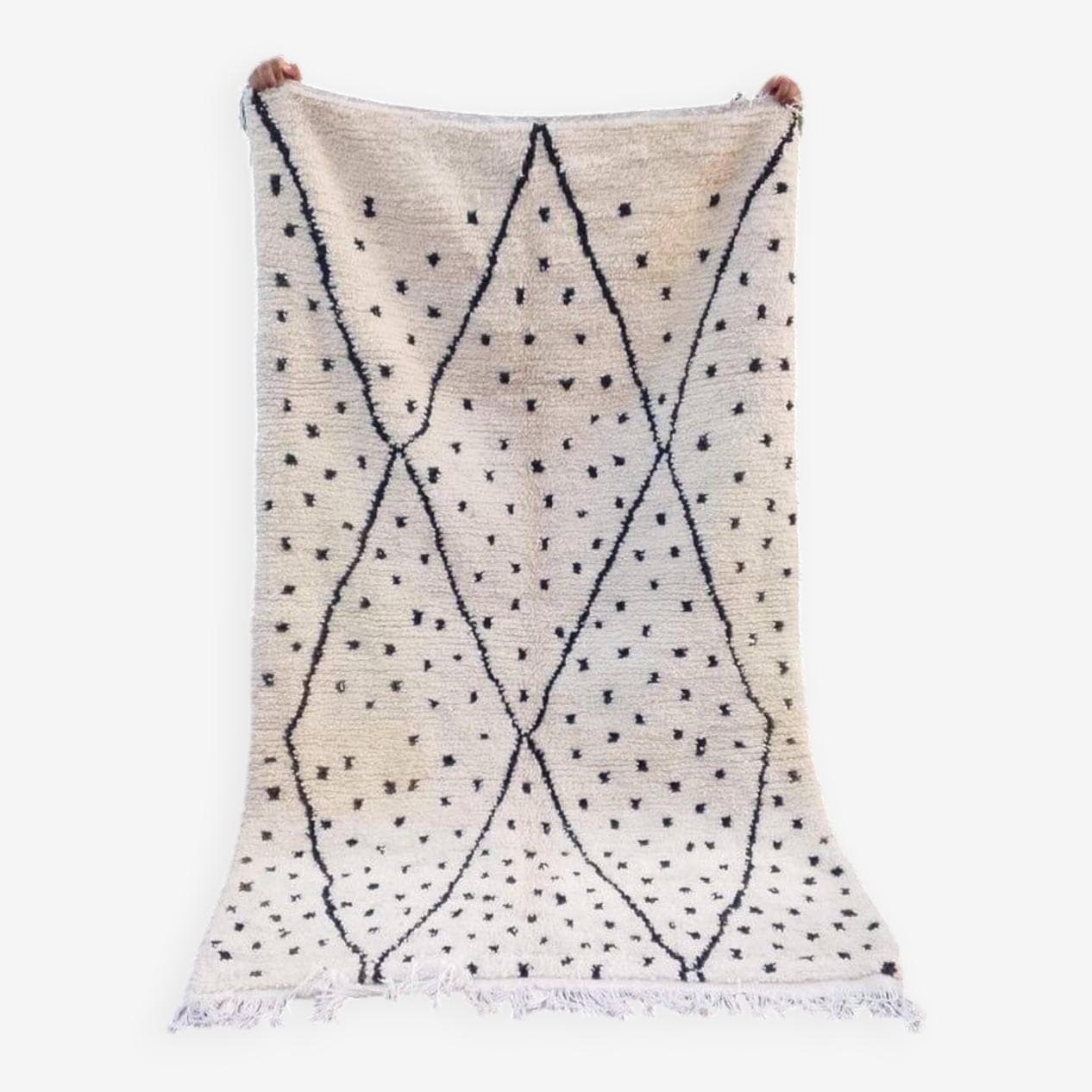 Ręcznie tkany dywan 150x250 cm, wełna, biały, Maroko - 209951