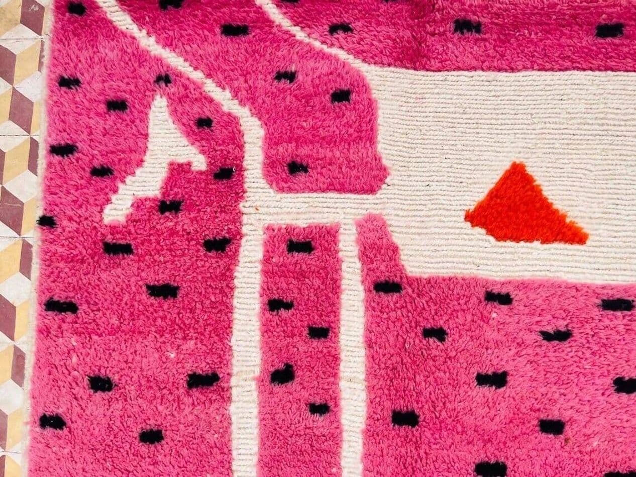 Dywan berberyjski ręcznie tkany wełna 400x300 cm różowy, Maroko - 209934