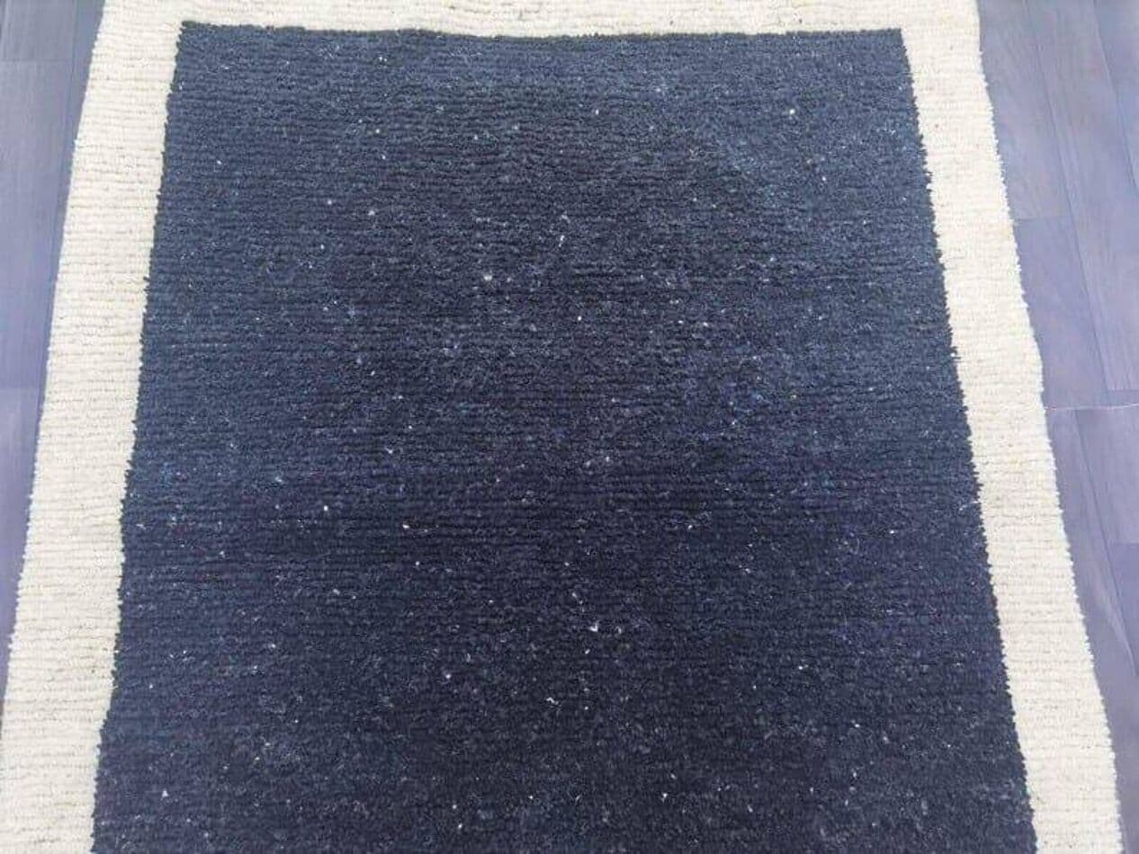 Dywan berberyjski ręcznie tkany wełna 300x200 cm czarny beżowy, Maroko - 209883