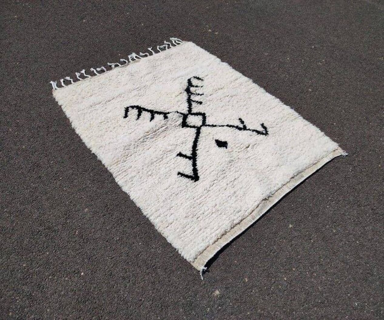 Ręcznie tkany dywan 150x250 cm, wełna, biały, Maroko - 209860