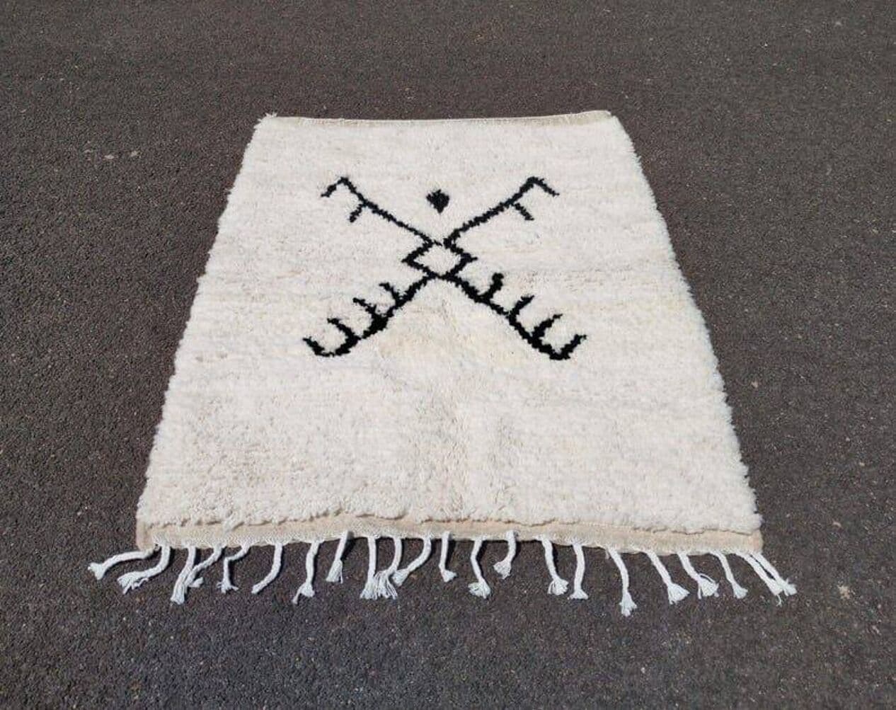 Ręcznie tkany dywan 150x250 cm, wełna, biały, Maroko - 209862