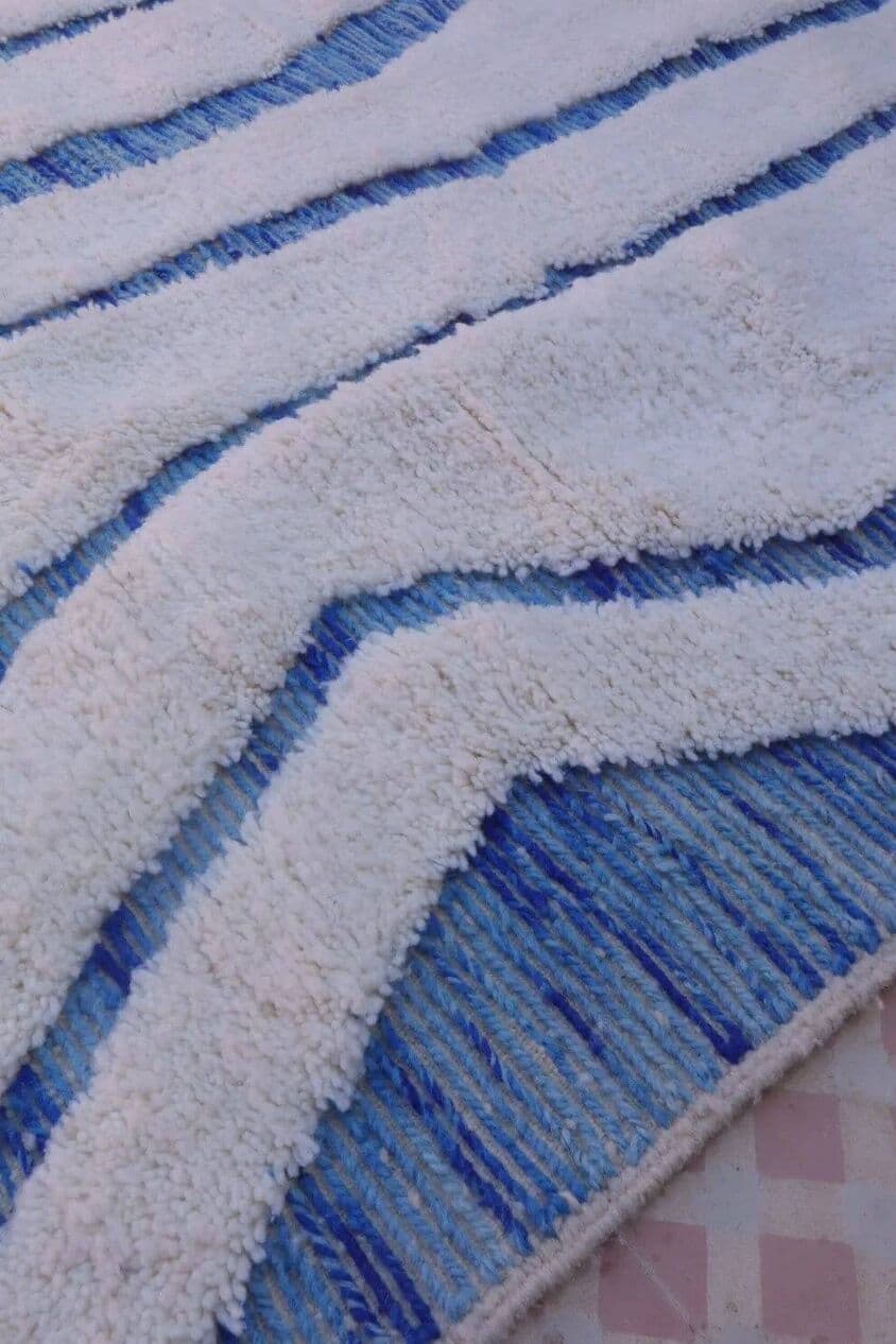 Dywan berberyjski ręcznie tkany wełna 300x200 cm niebieski, Maroko - 209852